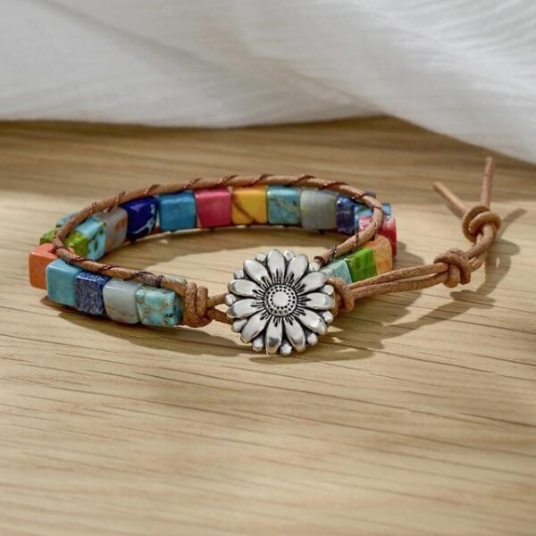 7 Chakra Natural Stone Leather Wrap Bracelets Spiritual Bracelets - Image 7