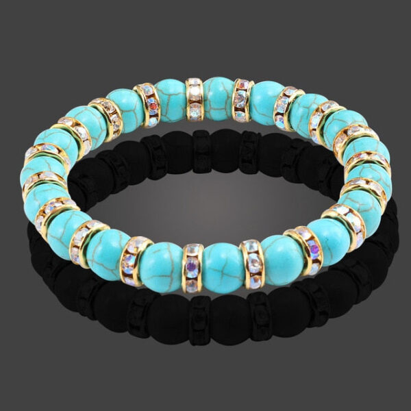 Natural Crystal Blue Stone Beads Yoga Fitness Buddha Stones Bracelet