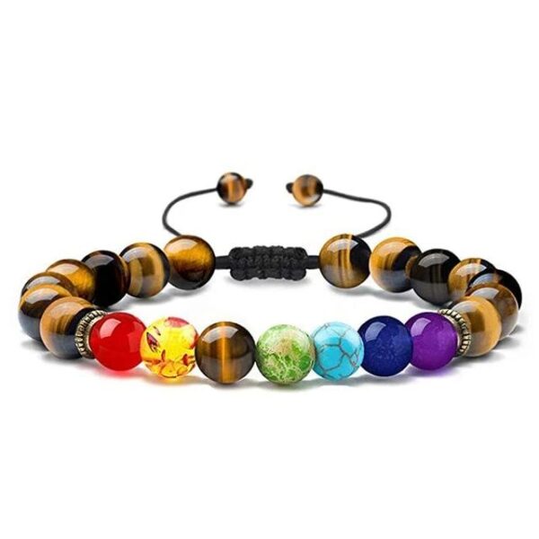 7 Chakras Lava Rock Stone Bead Bracelet Gemstones Crystal Beaded Yoga Bracelet - Image 11