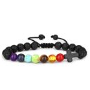 7 Chakras Lava Rock Stone Bead Bracelet Gemstones Crystal Beaded Yoga Bracelet