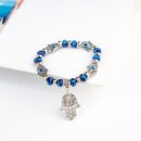 Blue Evil Eye Hamsa Hand Fatima Bracelet Lucky Charm Stone Bracelet