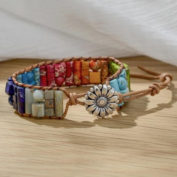 7 Chakra Natural Stone Leather Wrap Bracelets Spiritual Bracelets - Image 11