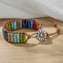 7 Chakra Natural Stone Leather Wrap Bracelets Spiritual Bracelets