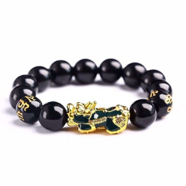 Feng Shui Pixiu Obsidian Stone Beads Bracelet Beaded Pi Xiu Dragon Lucky Charm - Image 8