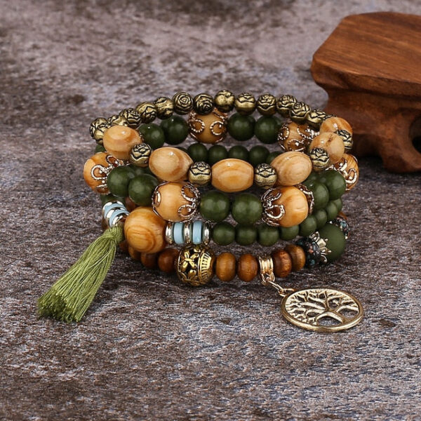 Boho Charm Wood Beaded Bracelet Wooden Bead Bracelet - Image 5