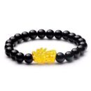 Feng Shui Pixiu Obsidian Stone Beads Bracelet Beaded Pi Xiu Dragon Lucky Charm