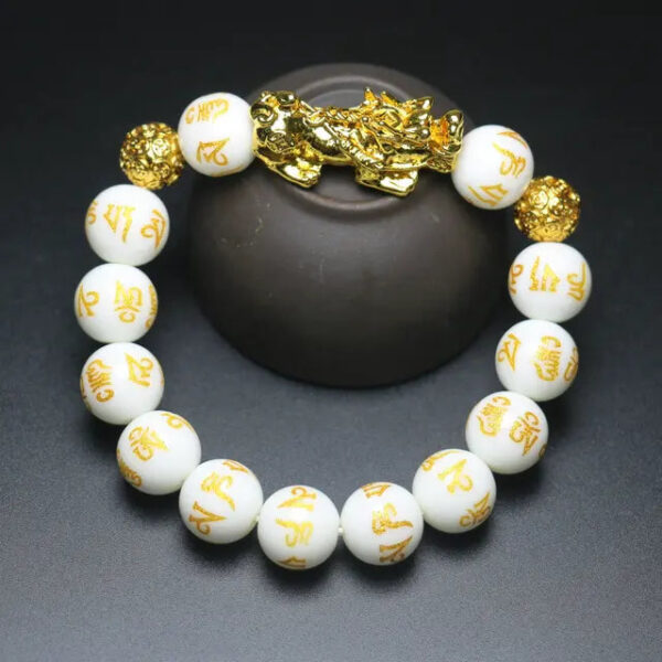 Feng Shui Wealth White Mantra Beads Bracelet White Crystals Lucky Bracelet - Image 4