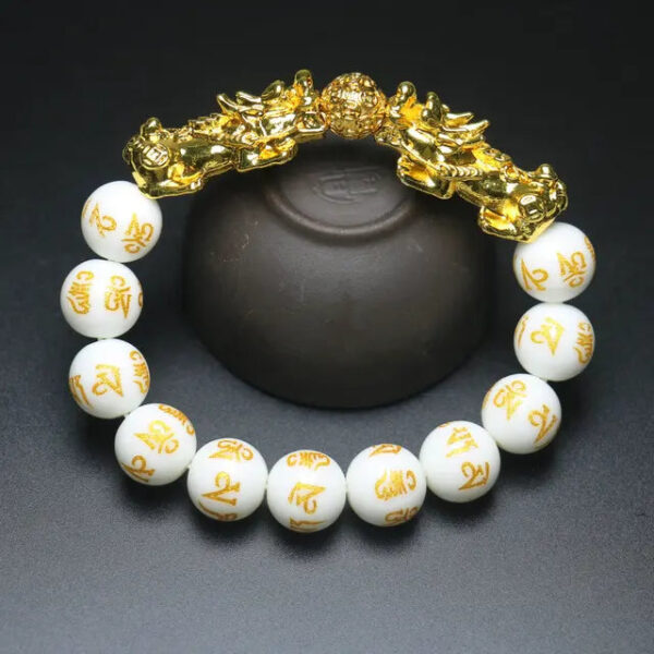 Feng Shui Wealth White Mantra Beads Bracelet White Crystals Lucky Bracelet - Image 3