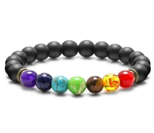 7 Chakras Lava Rock Stone Bead Bracelet Gemstones Crystal Beaded Yoga Bracelet - Image 8