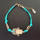 Leather Evil Eye Bracelet Women Hand of Fatima Hamsa Protection Bracelet