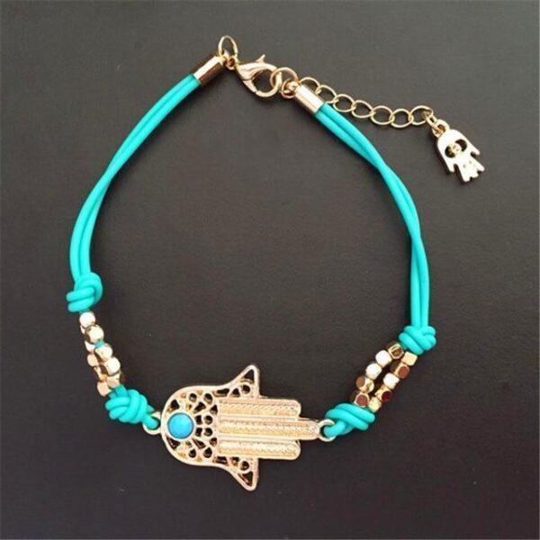 Leather Evil Eye Bracelet Women Hand of Fatima Hamsa Protection Bracelet - Image 5