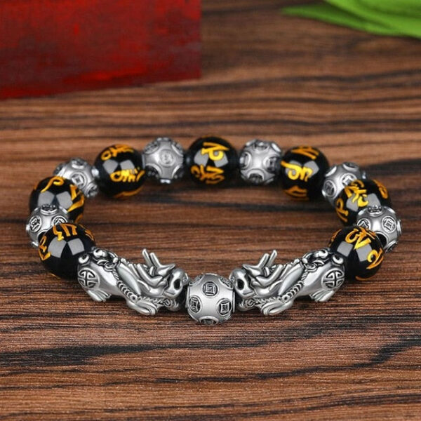 Black Obsidian Wealth Pixiu Bead Bracelet Pi Yao Luck Dragon Pi Xiu Piyao Beaded Elastic Band - Image 7