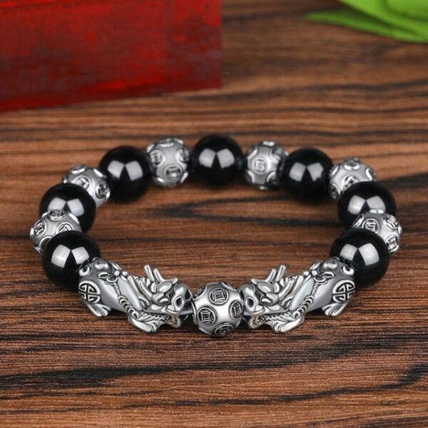 Black Obsidian Wealth Pixiu Bead Bracelet Pi Yao Luck Dragon Pi Xiu Piyao Beaded Elastic Band - Image 8